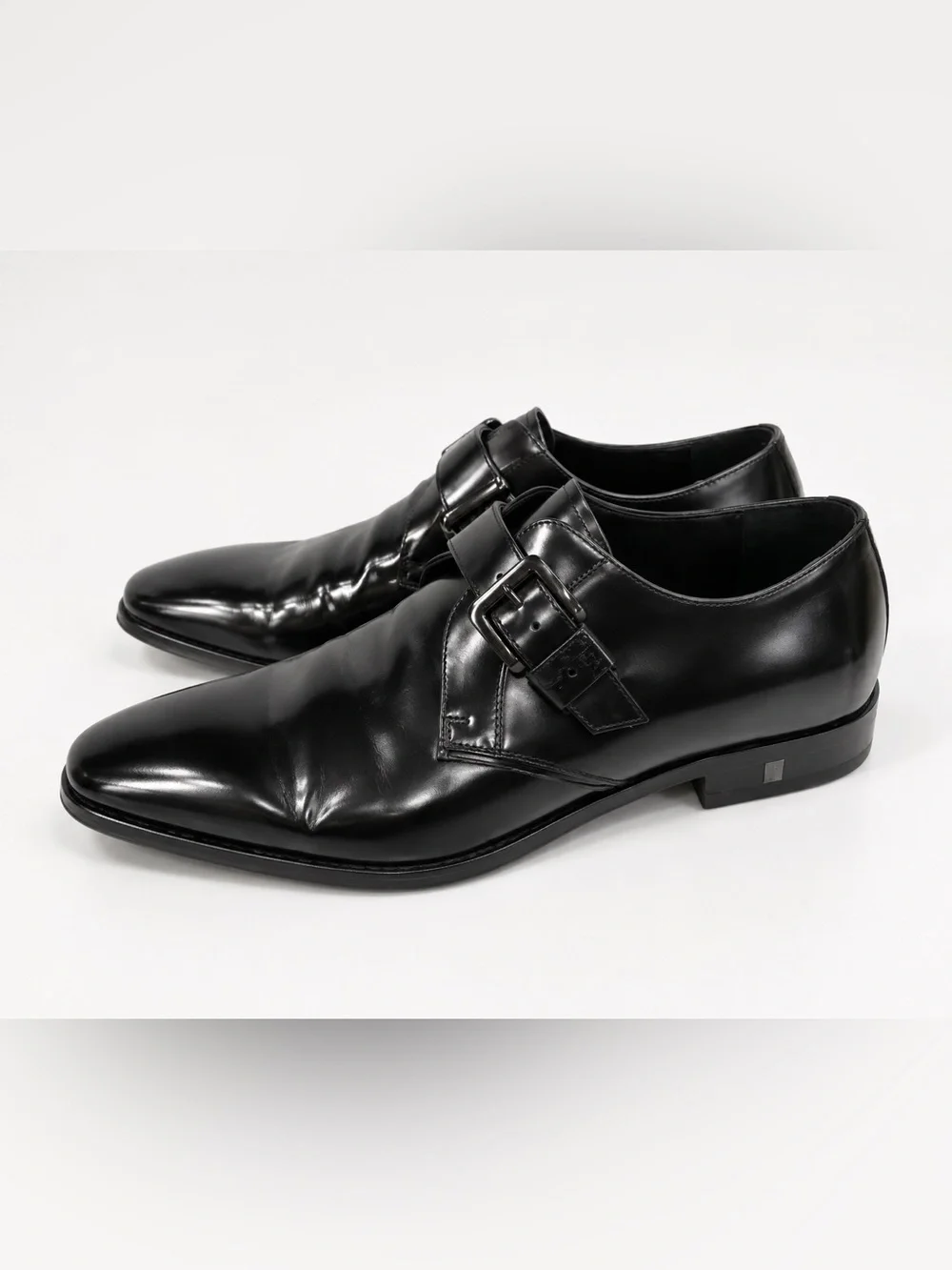 Versace Collection Men’s Black Monk Strap Dress Shoes 41 Leather Buckle Formal